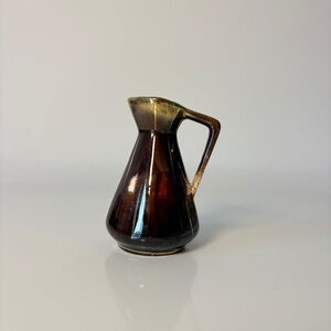 Small Vintage Pottery Jug Pitcher MCM Made in Germany Gold Metallic Accents